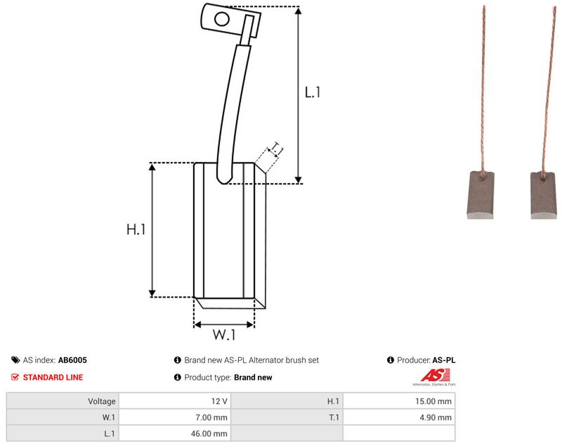 AS-PL AB6005 Carbon Brush, alternator