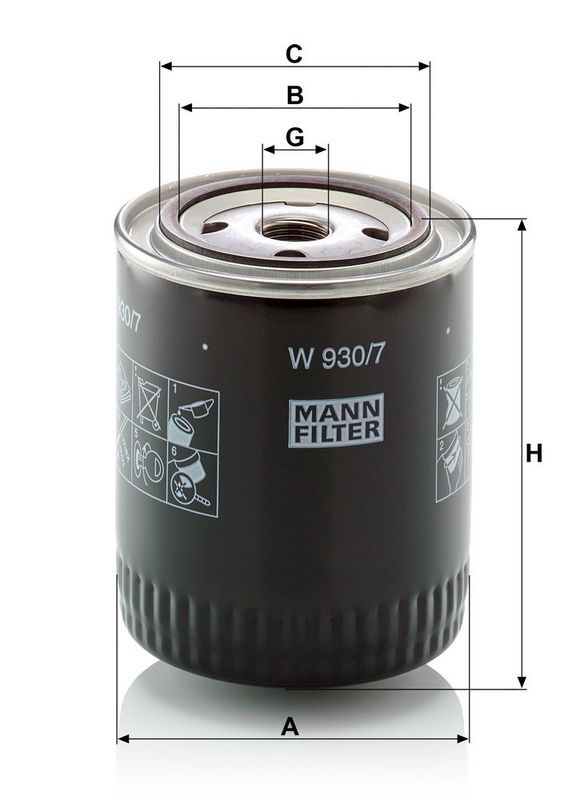 Õlifilter, MANN-FILTER W 930, 7