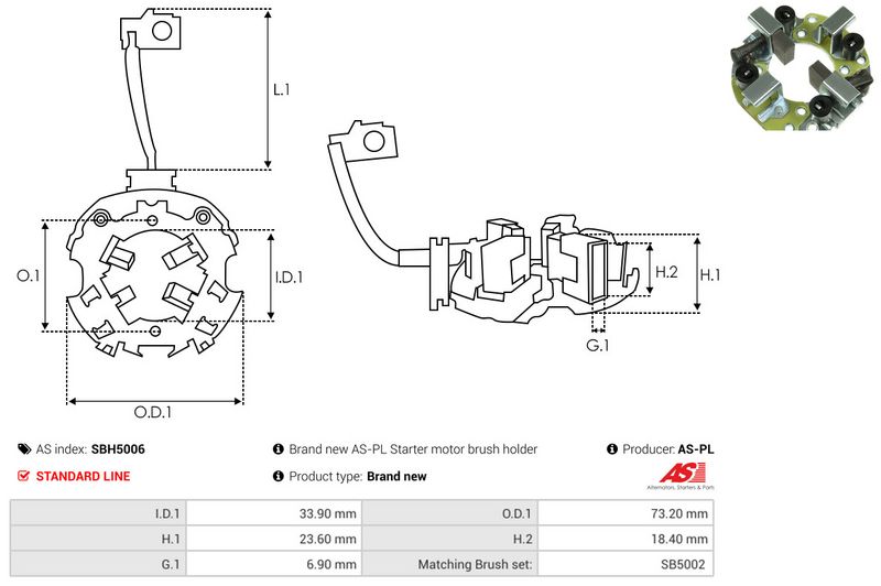 AS-PL SBH5006 Holder, carbon brushes