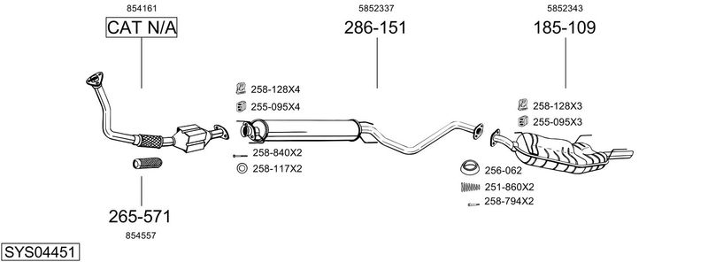 BOSAL kipufogórendszer SYS04451