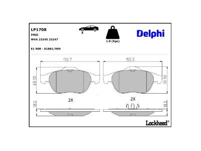 DELPHI LP1708 Brake Pad Set, disc brake