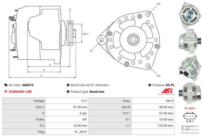 AS-PL A6691S Alternator