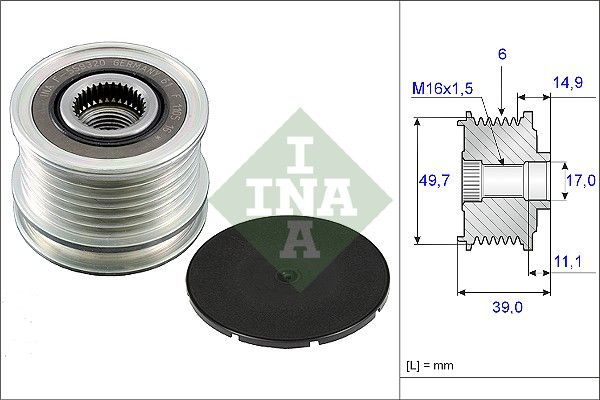 Шкив демпферный генератора 535005010 MERCEDES-BENZ Sprinter 906 06-18, C-Class W204 07-14, Vito W639 03-14, Sprinter 907