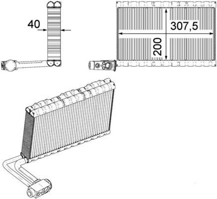 MAHLE AE 109 000P Evaporator, air conditioning