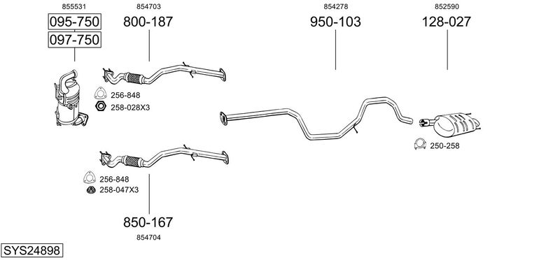 BOSAL kipufogórendszer SYS24898