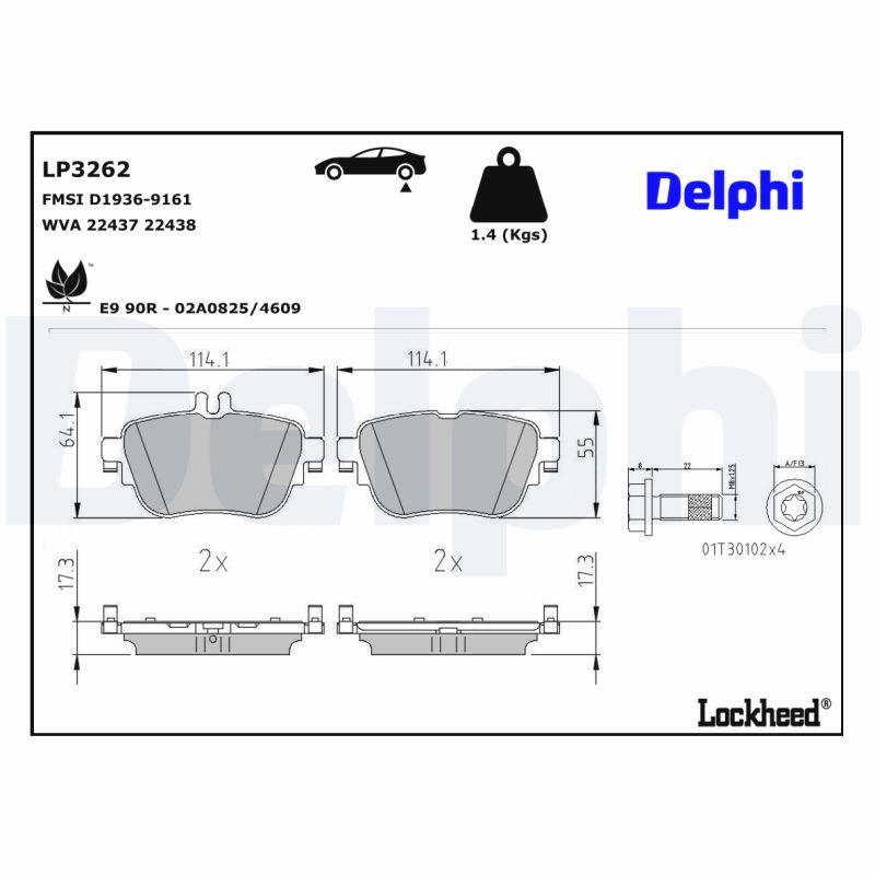 DELPHI LP3262 Brake Pad Set, disc brake