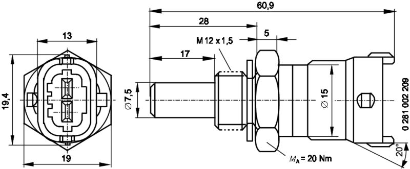 BOSCH 0 281 002 209 Sensor, coolant temperature