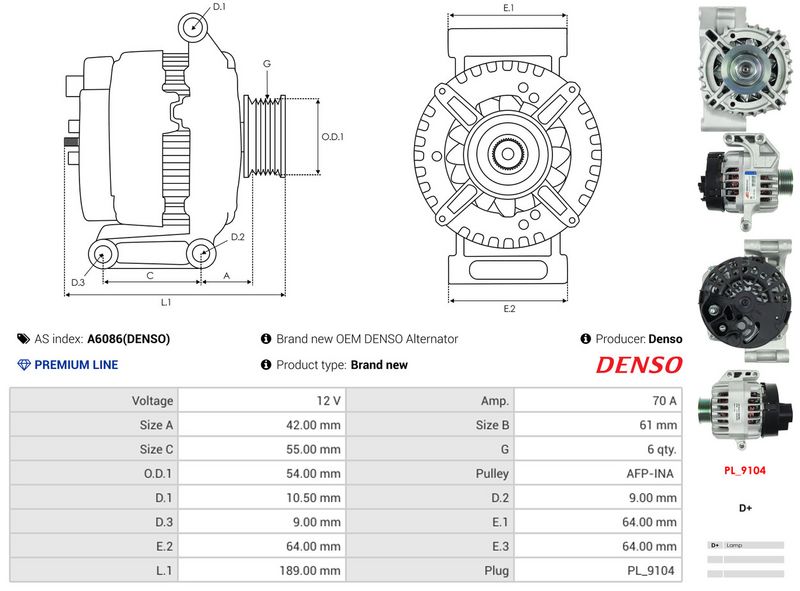 AS-PL A6086(DENSO) Alternator