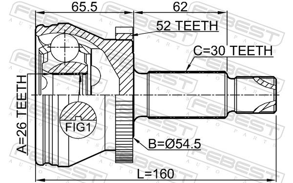 Комплект шарнірів, приводний вал, Febest 2210SOR15A52