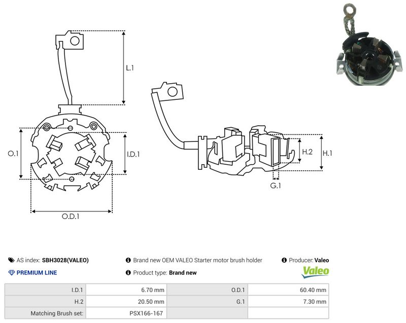 AS-PL SBH3028(VALEO) Holder, carbon brushes
