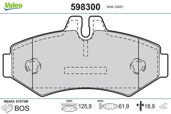 VALEO 598300 - Stabdžių kaladėlių komplektas
