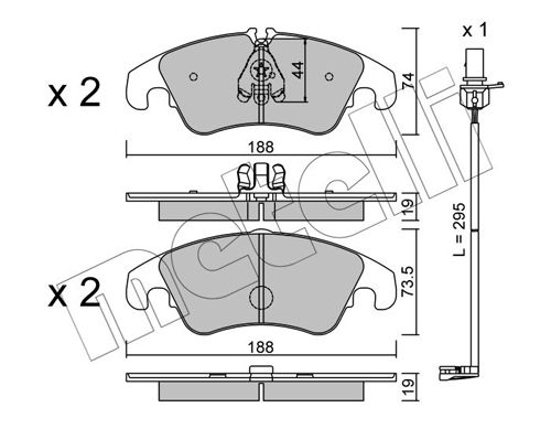 Комплект гальмівних накладок, дискове гальмо, Metelli 2207750K