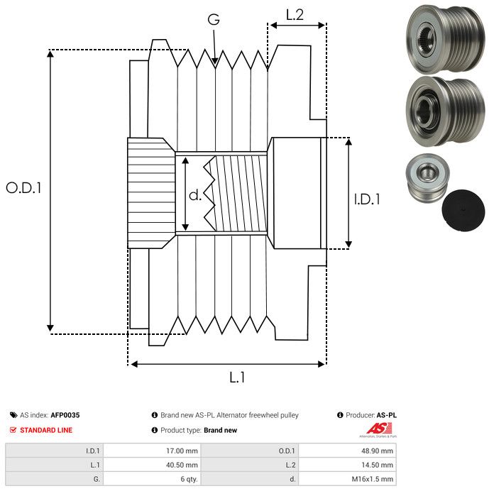 AS-PL AFP0035 Alternator Freewheel Clutch
