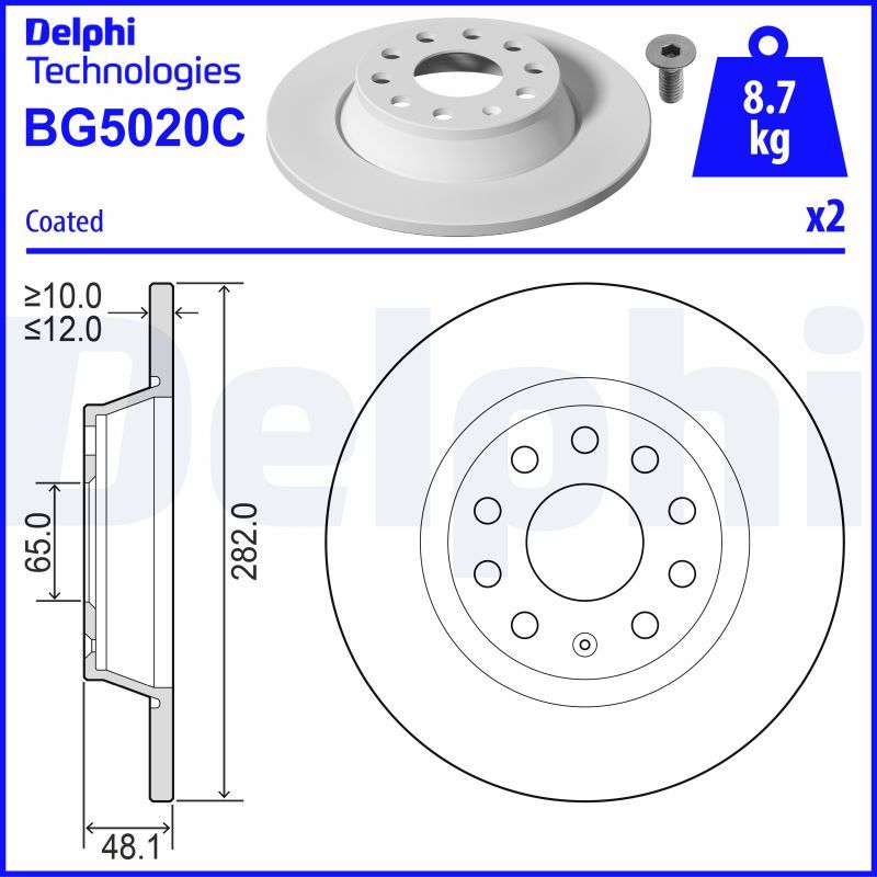 Гальмівний диск, Delphi BG5020C