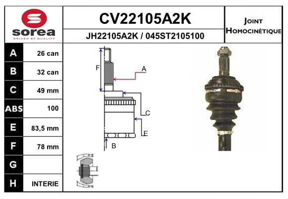 EAI csuklókészlet, hajtótengely CV22105A2K