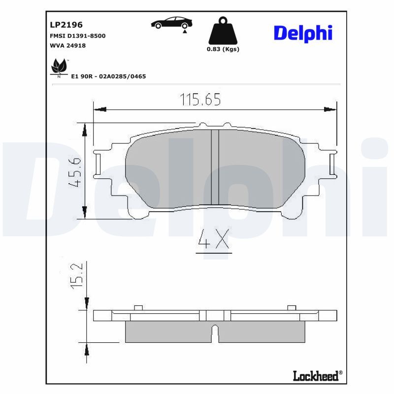 Piduriklotsi komplekt, ketaspidur, DELPHI LP2196