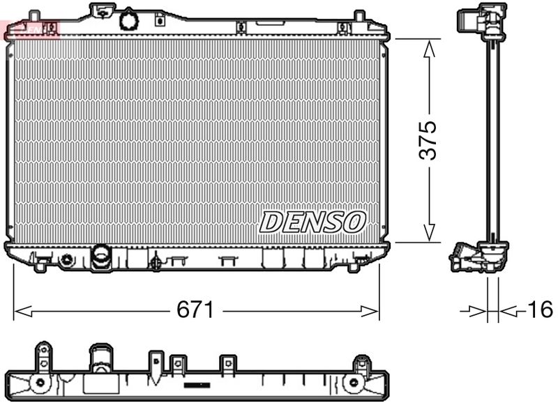 Радіатор, система охолодження двигуна, Denso DRM40037