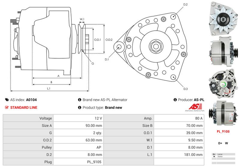 AS-PL A0104 Alternator