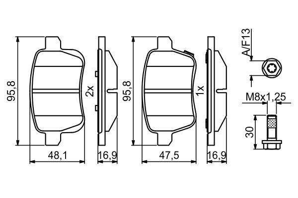 BOSCH 0 986 494 825 Brake Pad Set, disc brake