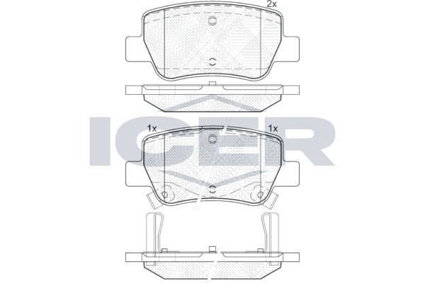 Комплект гальмівних накладок, дискове гальмо, Icer 181916
