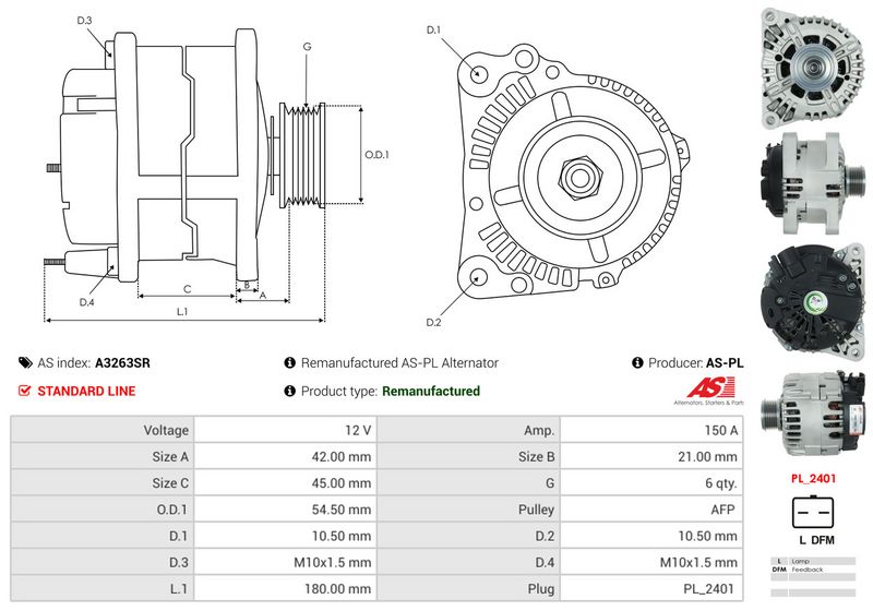 AS-PL A3263SR Alternator