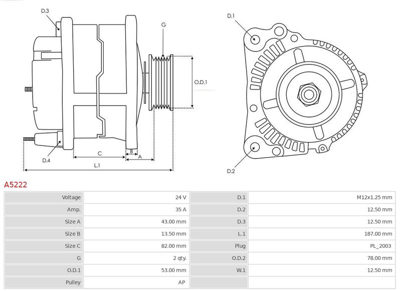 AS-PL A5222 Alternator