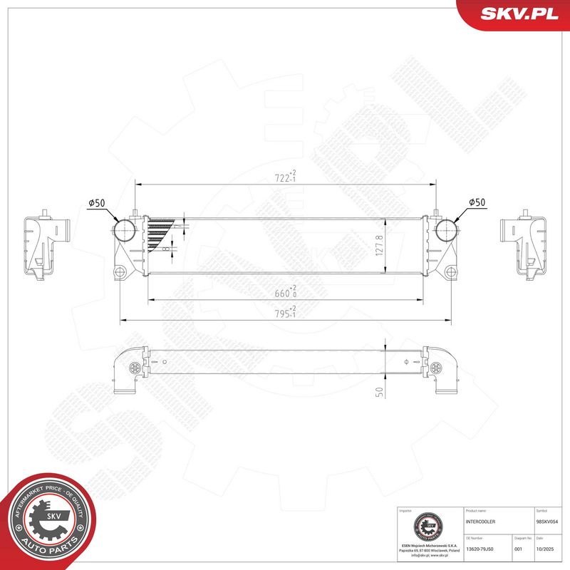 Kompressoriõhu radiaator, ESEN SKV 98SKV054