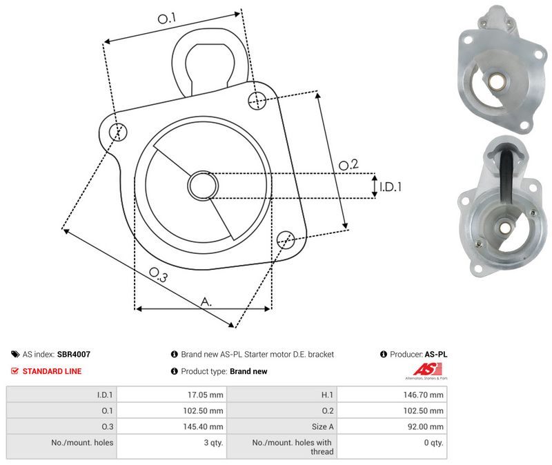 AS-PL SBR4007 Starter Lid, carburettor