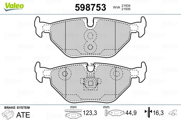 Valeo 598753 Brake Pad Set, disc brake