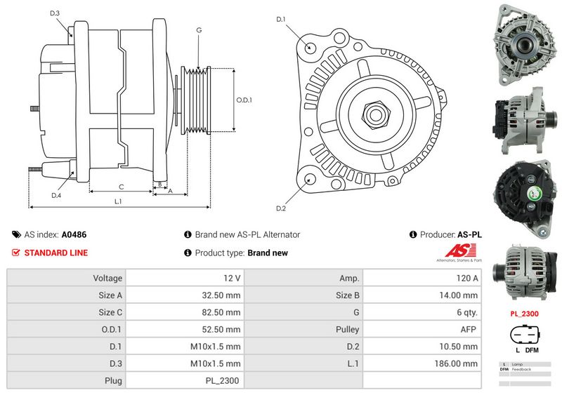 AS-PL A0486 Alternator