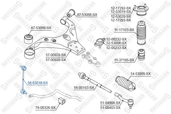 STELLOX 56-53018-SX Link/Coupling Rod, stabiliser bar