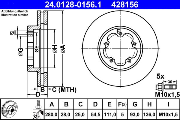 Гальмівний диск, Ate 24.0128-0156.1