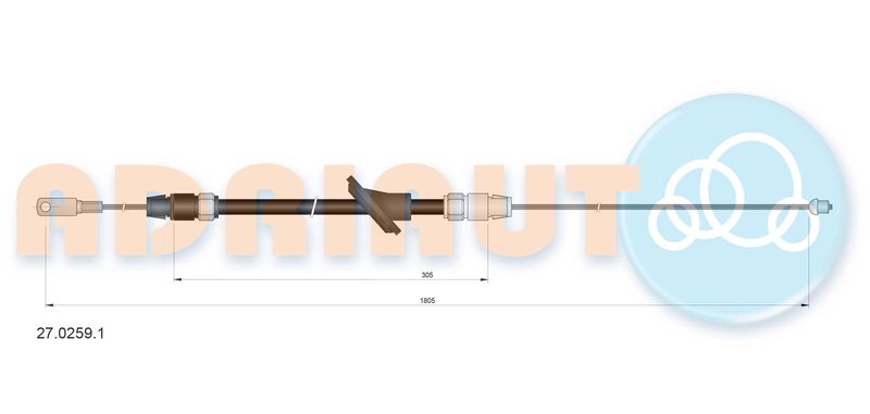 ADRIAUTO Mercedess трос ручного гальма 1805/306mm Sprinter 06-