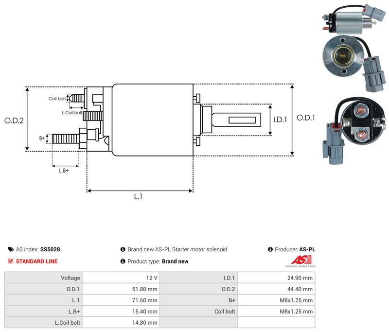 AS-PL SS5028 Solenoid Switch, starter