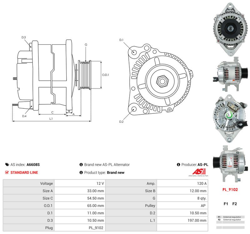 AS-PL A6608S Alternator