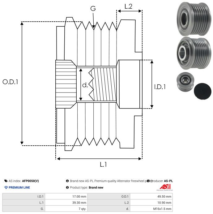 AS-PL AFP0050(V) Alternator Freewheel Clutch