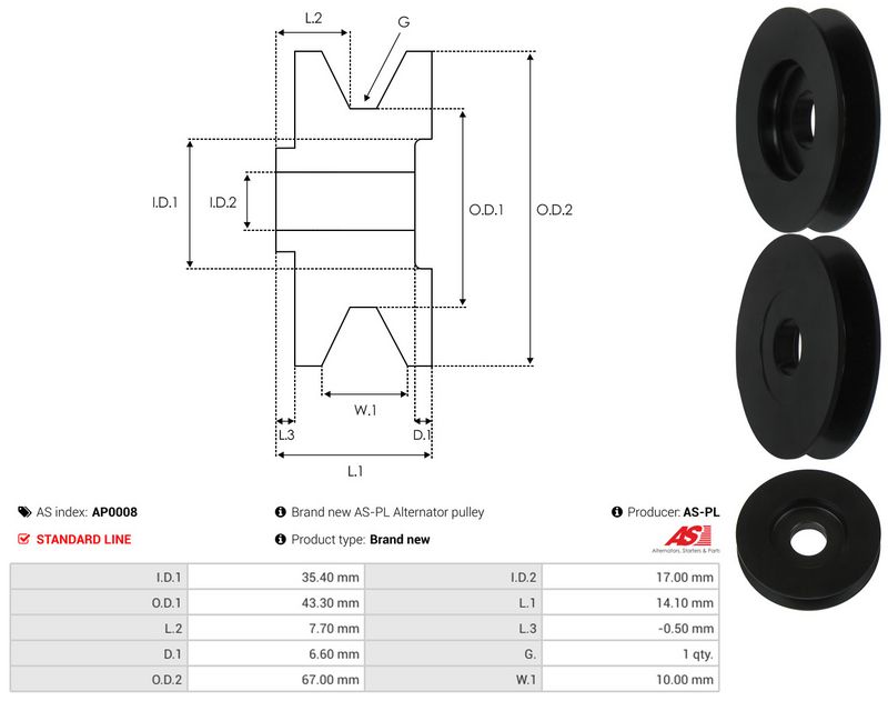 Rihmaratas, generaator, AS-PL AP0008