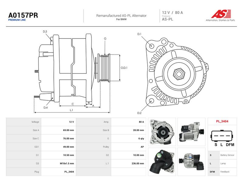Generaator, AS-PL A0157PR