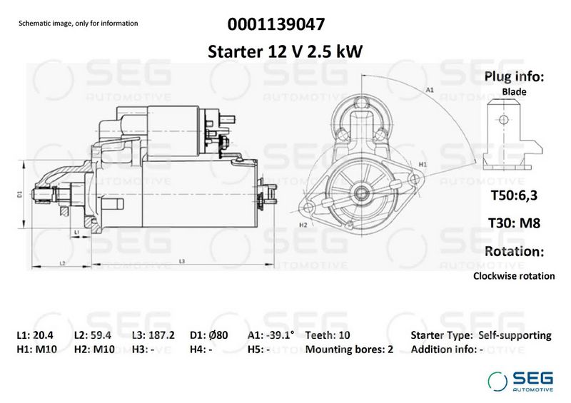 SEG Automotive 0001139047 Starter