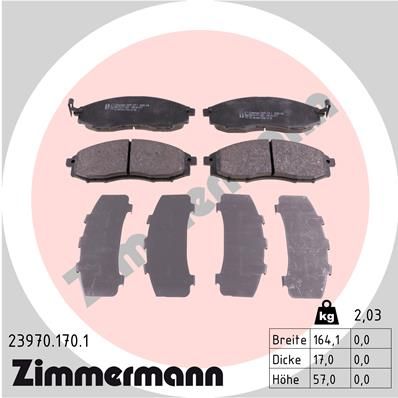 Комплект гальмівних накладок, дискове гальмо, Zimmermann 23970.170.1