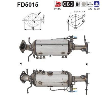 AS FD5015 Suodžių / kietųjų dalelių filtras, išmetimo sistema