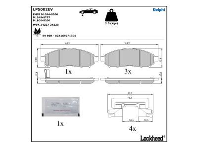 DELPHI LP5002EV Brake Pad Set, disc brake