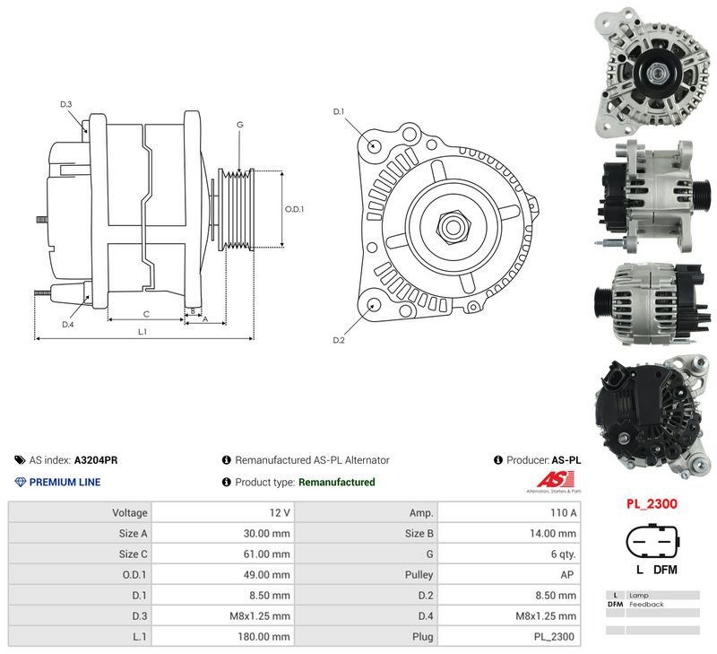 Generaator, AS-PL A3204PR