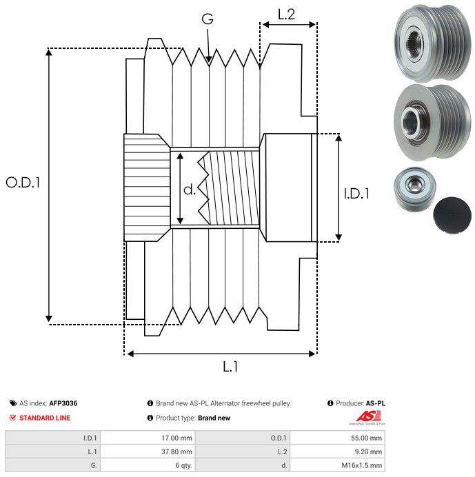 AS-PL AFP3036 Alternator Freewheel Clutch