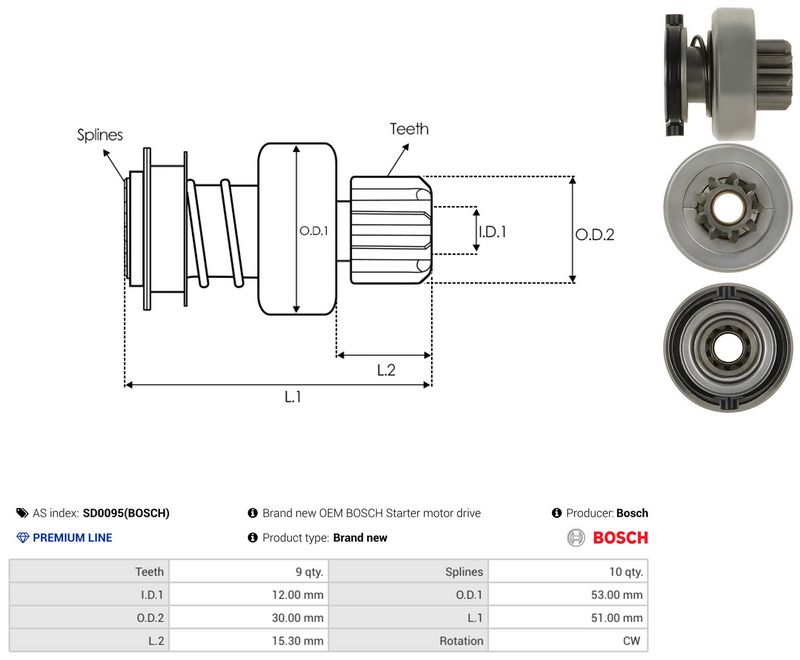 AS-PL SD0095(BOSCH) Freewheel Gear, starter