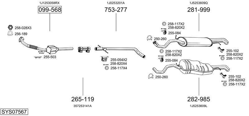 BOSAL kipufogórendszer SYS07567