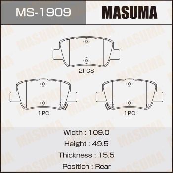 Комплект гальмівних колодок, Masuma MS1909