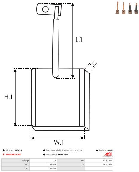 AS-PL SB5015 Carbon Brush, starter