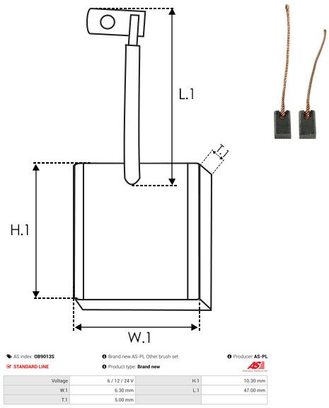 AS-PL OB9013S Carbon Brush, alternator