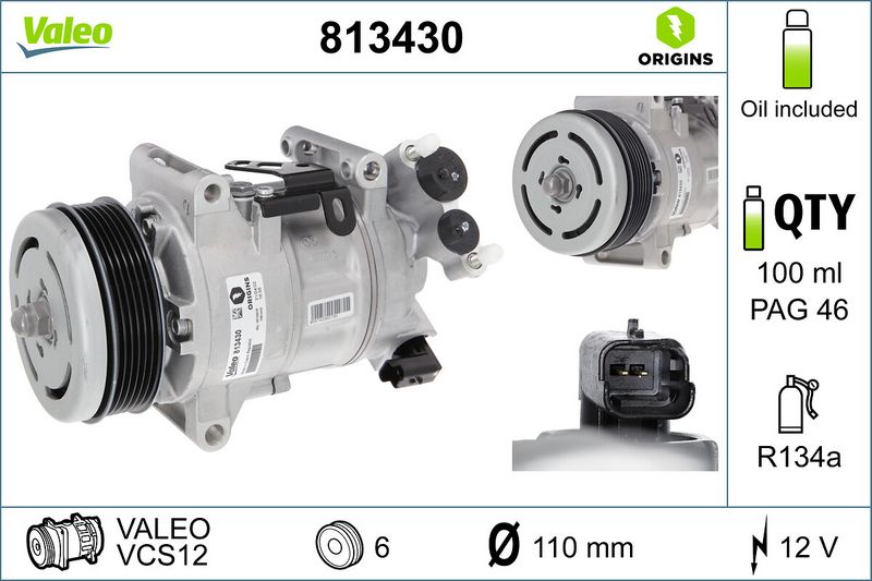 Συμπιεστής, συστ. κλιματισμού  VALEO ORIGINS NEW O.E. TECHNOLOGY